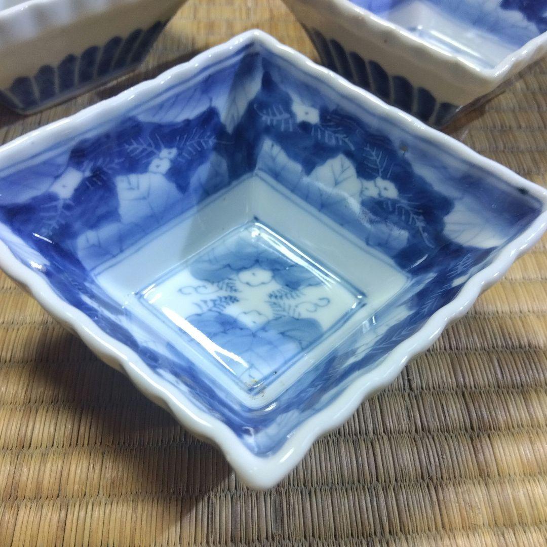 古伊万里 染付輪花菱形向付5客 お店使い 会席 美品 箱入 - メルカリ