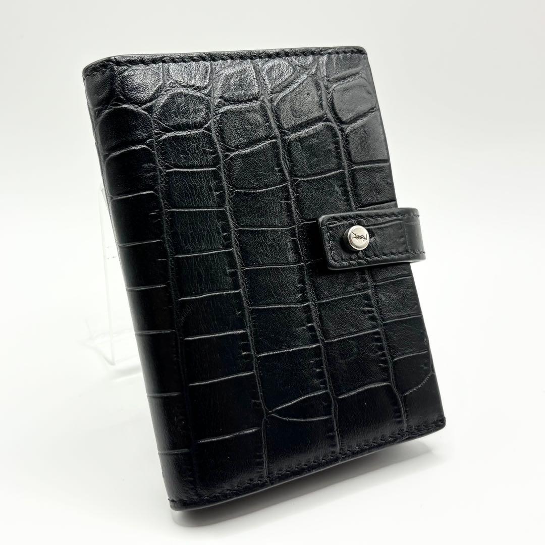 ✨極美品✨サンローラン　カードケース　カサンドラ　ロゴ　クロコ　型押し　レザー SAINT LAURENT サンローラン カードケース 607603 DZE0W レディース