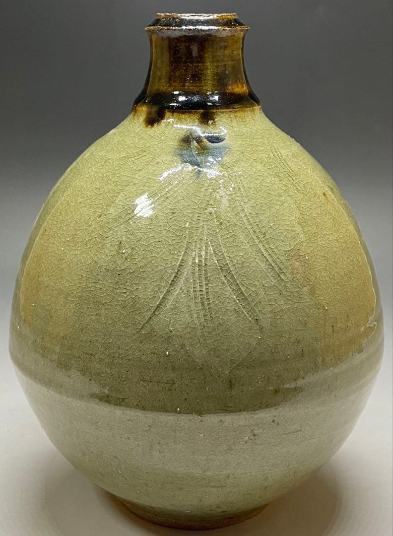 人間国宝 濱田庄司 葉文瓶 花瓶 益子焼 C9258 - メルカリ