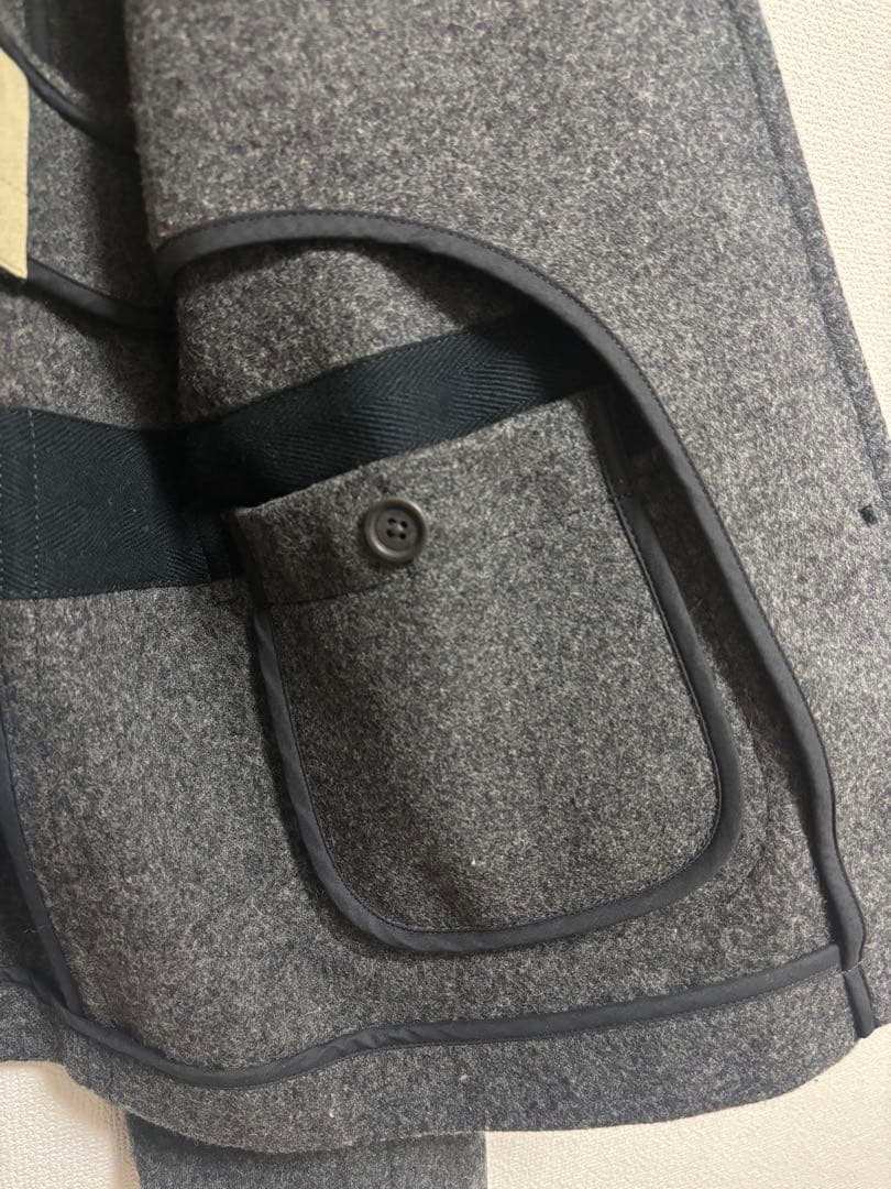 MHL. エムエイチエル ウール メルトン ラウンドカラー コート グレー 2