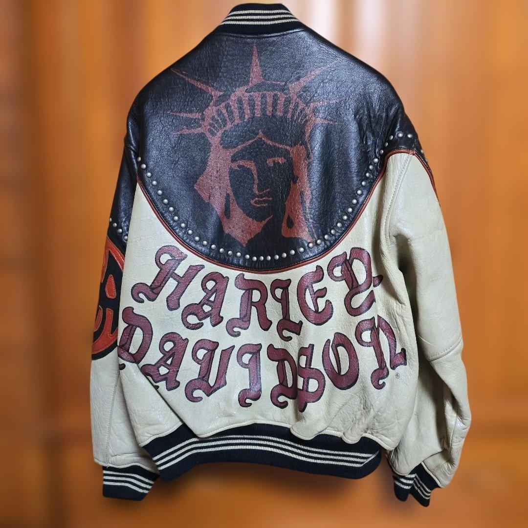 ら*き様 【Harley Davidson レザースタジャン スタッズ 】羊革 - メルカリ