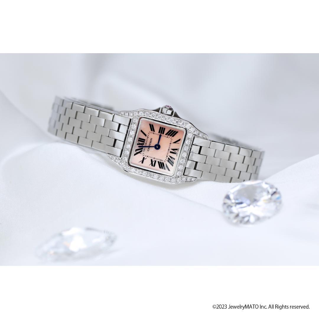 鑑別書付き】カルティエ 腕時計 サントスドゥモワゼル SM ピンクシェル