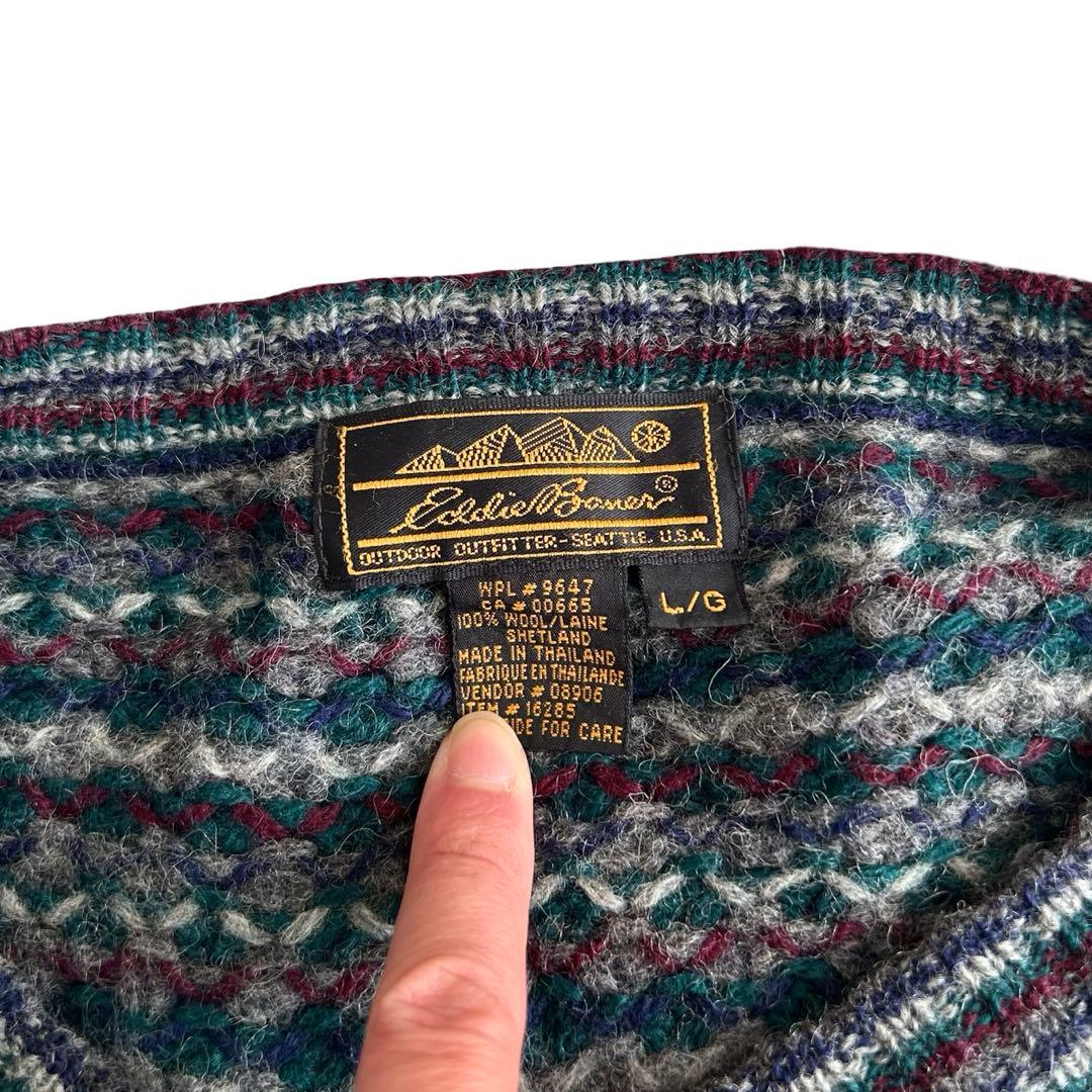 希少】80s エディーバウアー ポップコーン シェットランドウールニット