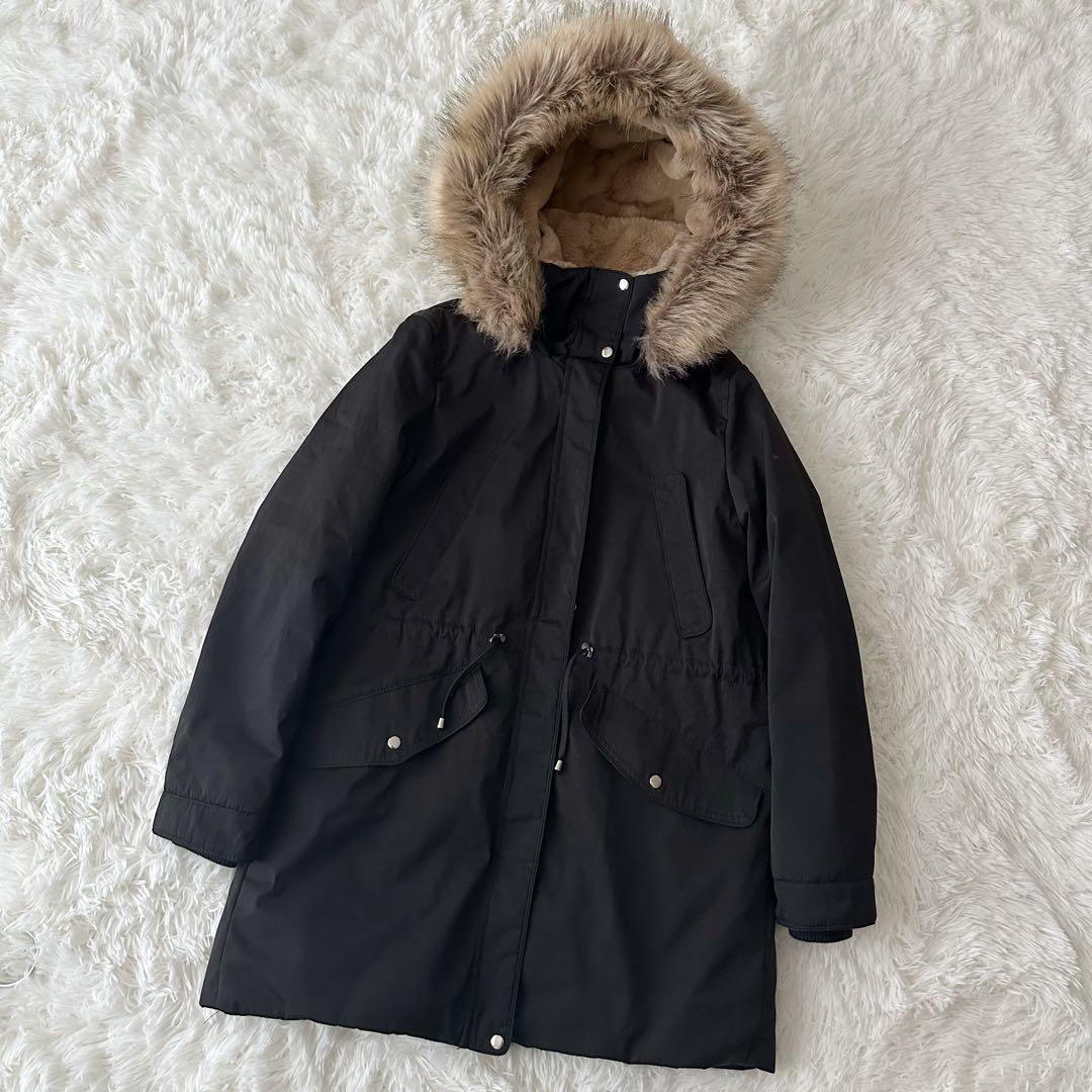 美品】ZARA trf モッズコート ボア ブラック ファー付き Sサイズ