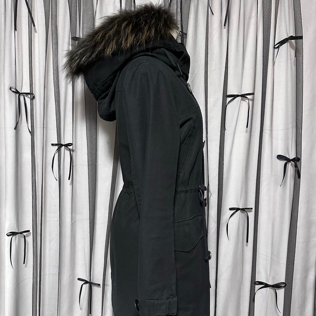 平成ギャル y2k ファー付き モッズコート 黒 アウター フェアリー