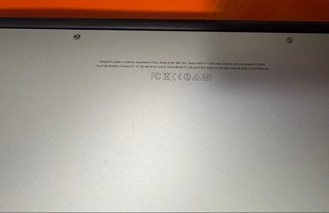 MacBook Air A1465 11インチOS:Sequoia