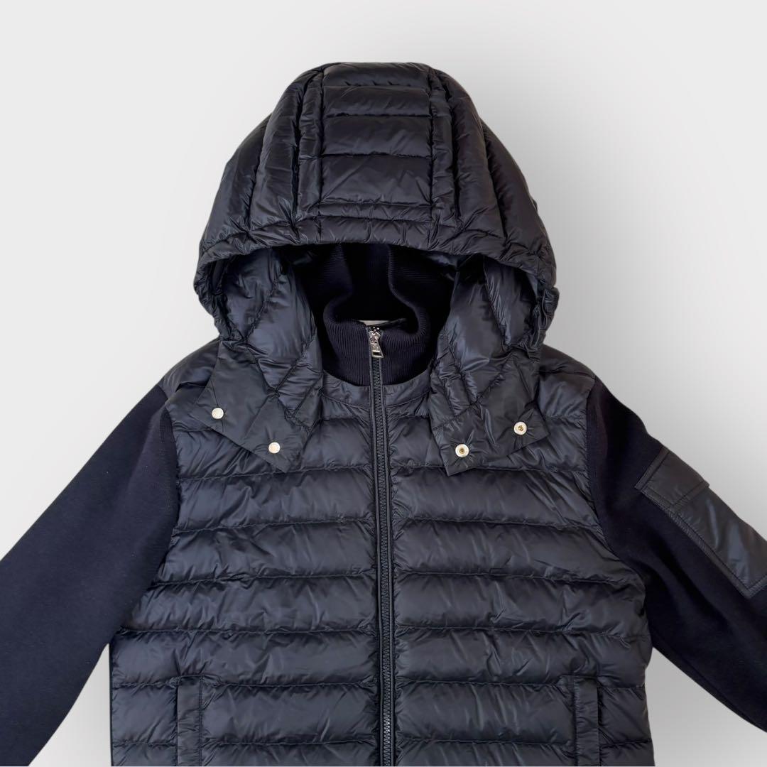 M/美品 MONCLER モンクレール ハイブリッド ニットダウンジャケット 紺