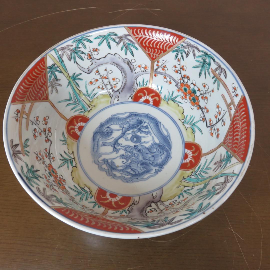 大鉢 丼 色絵付 龍 梅 竹 唐草 九谷 古伊万里 - メルカリ