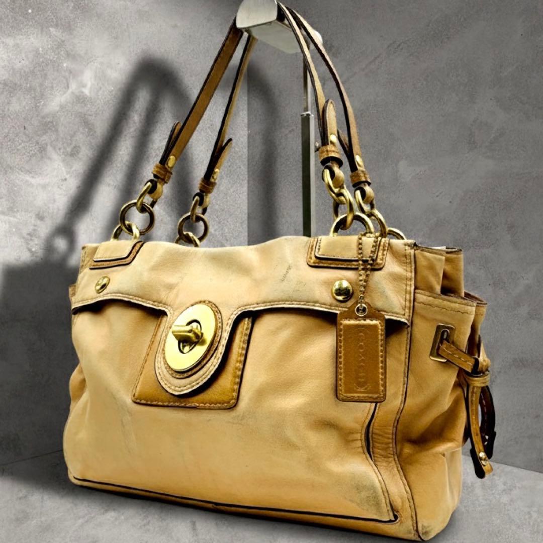 希少】coach ハンドバッグ y2k ターンロック レザー ヴィンテージ