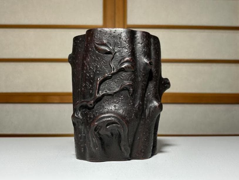 紫砂 切株 筆筒 筆立 書道 焼き物 - メルカリ