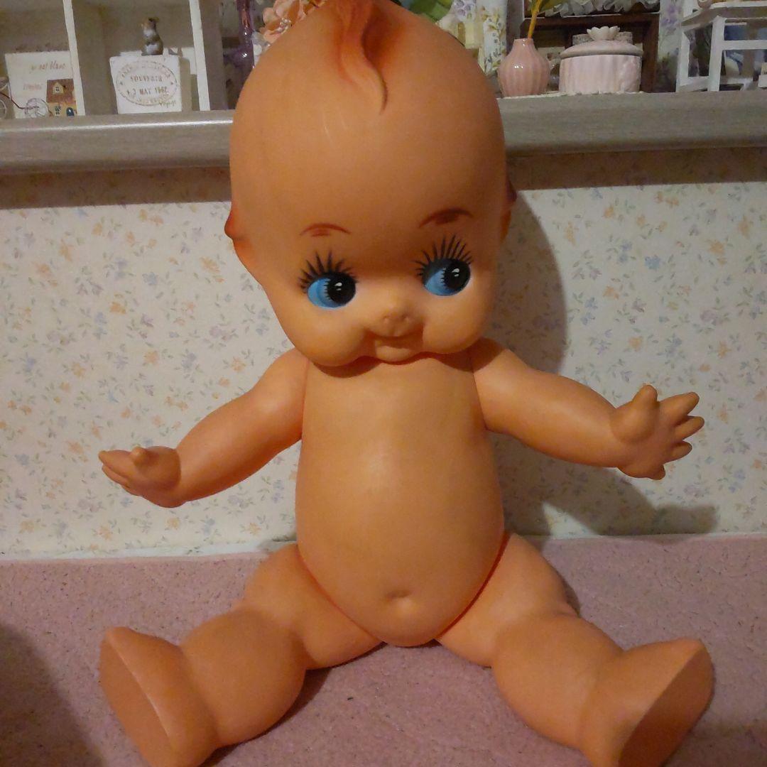 お値下げ♡昭和レトロ緑の羽根付きビッグキューピー人形非売品レア