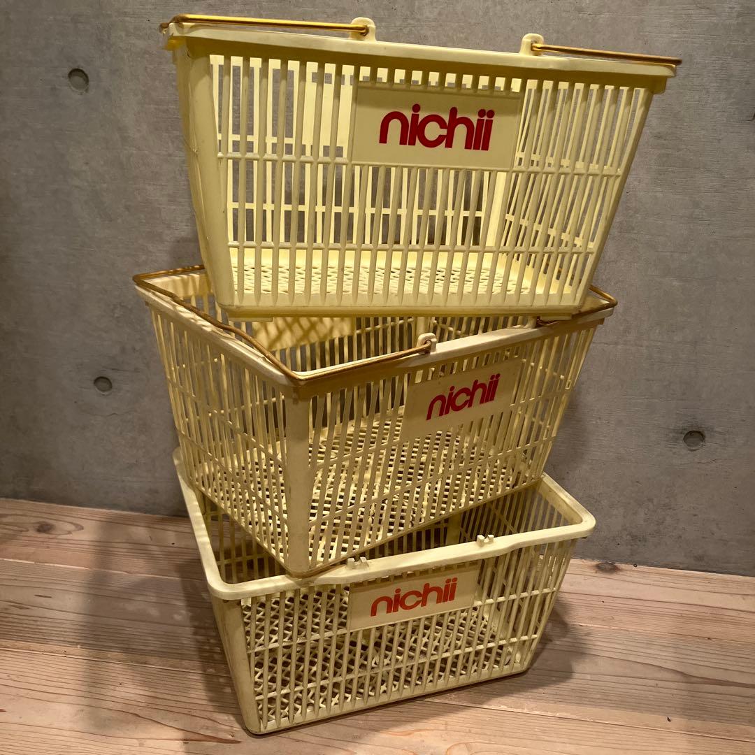 昭和レトロ ニチイ nichii 買い物かご レトロポップ 収納 かご 店舗