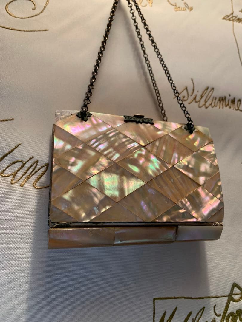 フランス製 アンティーク レアな鞄型の手で持つ聖書！周りが貝細工で