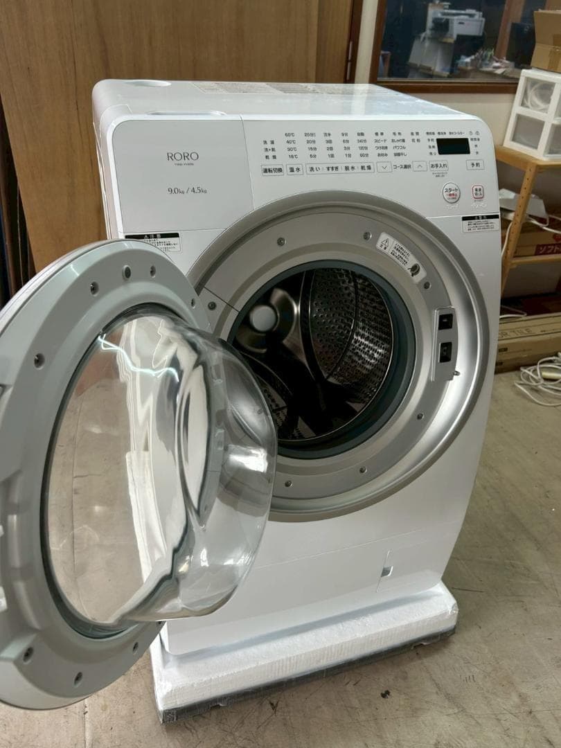 美品】ヤマダデンキ「RORO YWM-YV90N」2025年ドラム式洗濯乾燥機