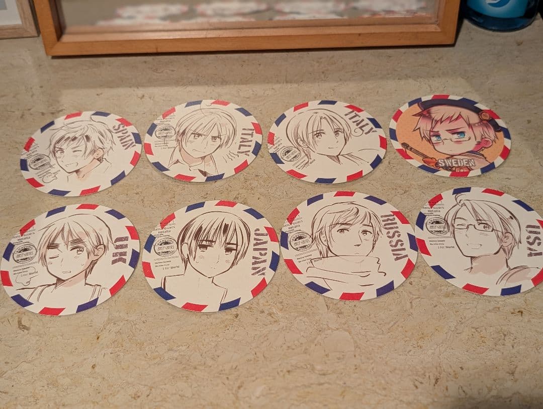 ヘタリア エアメール風コースターセット 8枚セット エアメール風