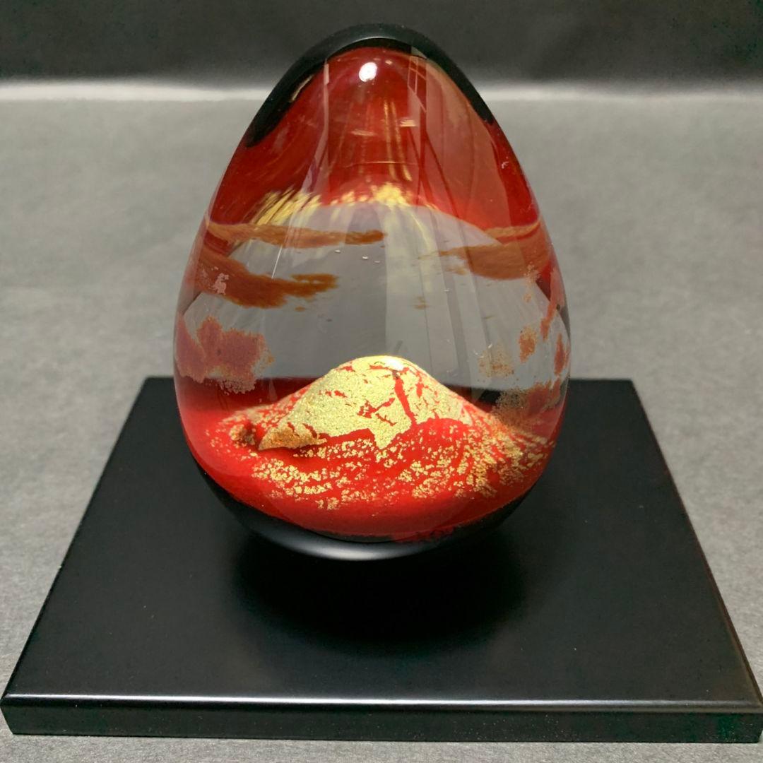 ガラス作家 ノグチミエコ ガラスペーパーウェイト 赤富士 - メルカリ