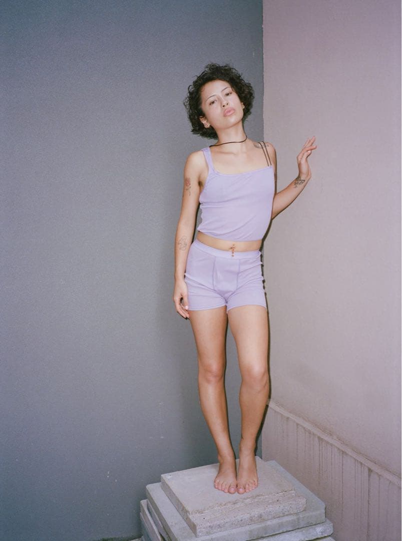 OVERNEATH RIB TOP LAVENDER - メルカリ