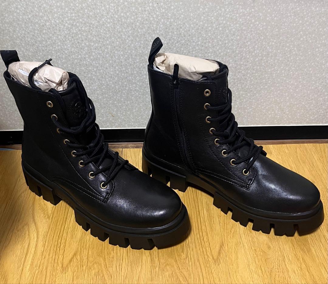 激安！半額！ ブソラ 撥水 山羊革 軽量 ボリュームソール ブーツ 25.5cm