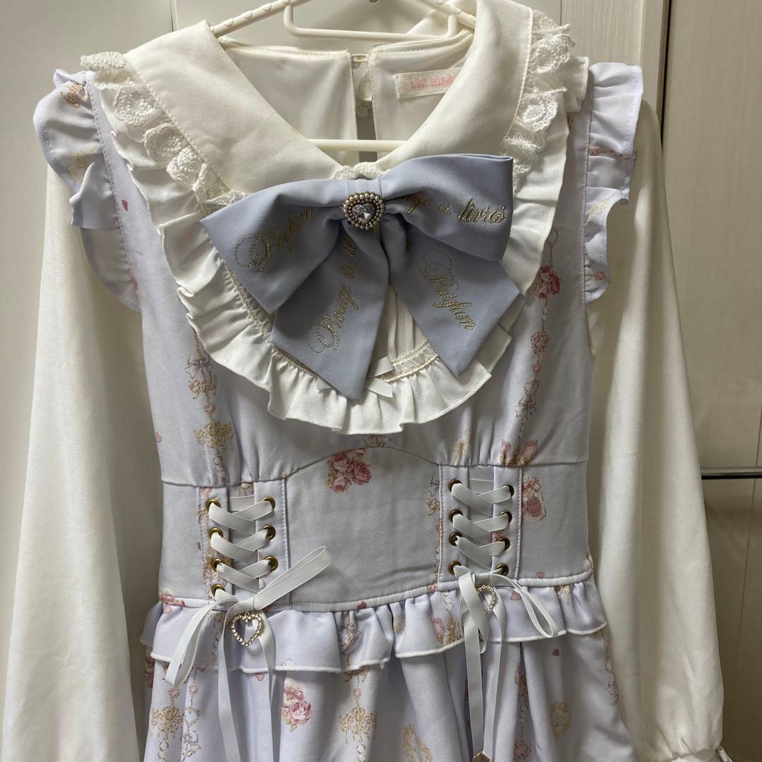 LIZLISA Romantic Cosmetics柄ワンピース リズリサ 水色 - メルカリ