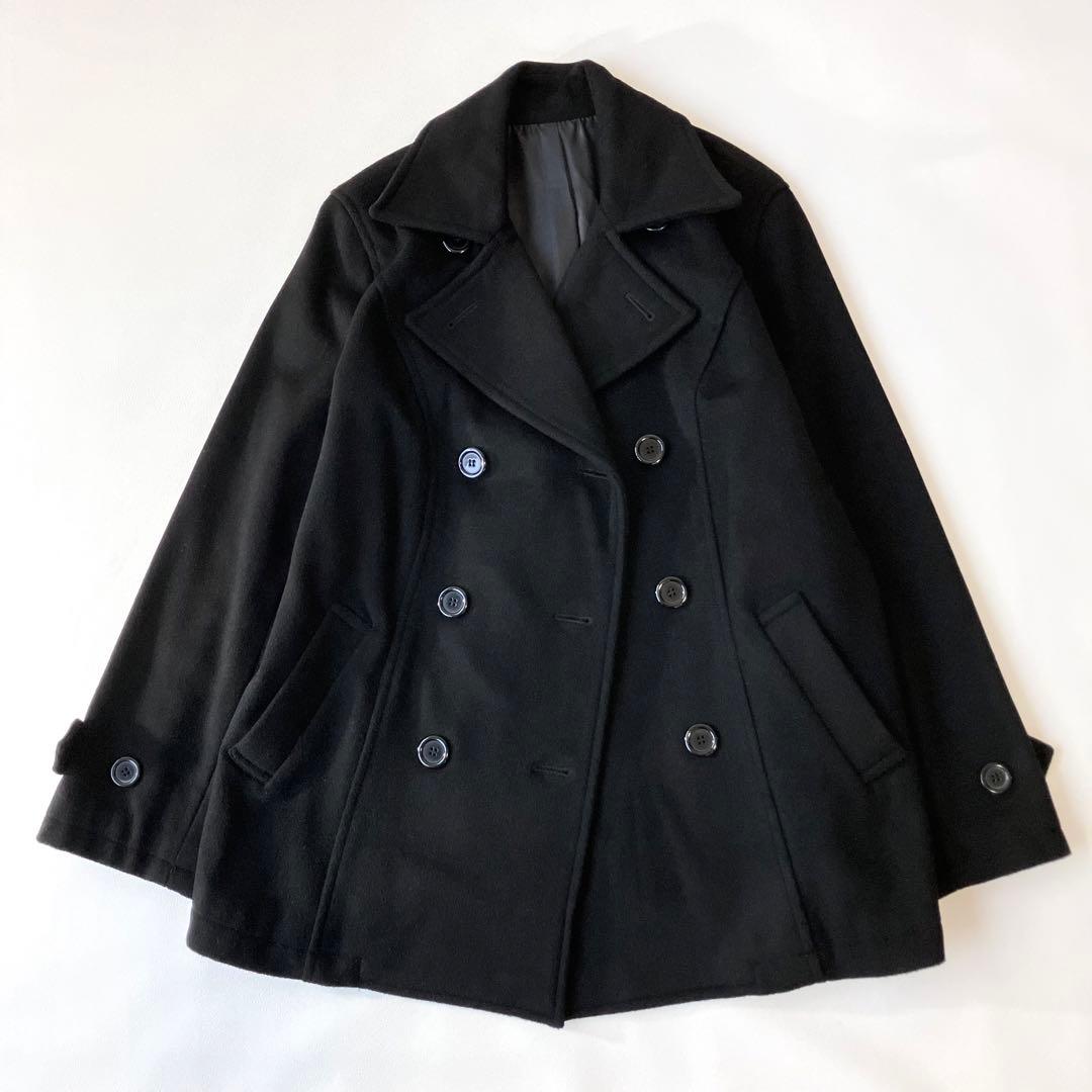 極美品 ウールコート Pコート 大きいサイズ 15号 ブラック 黒 定価3万円程 楽天市場】ウールコート Pコート ダブルフェイス ウール レディース A