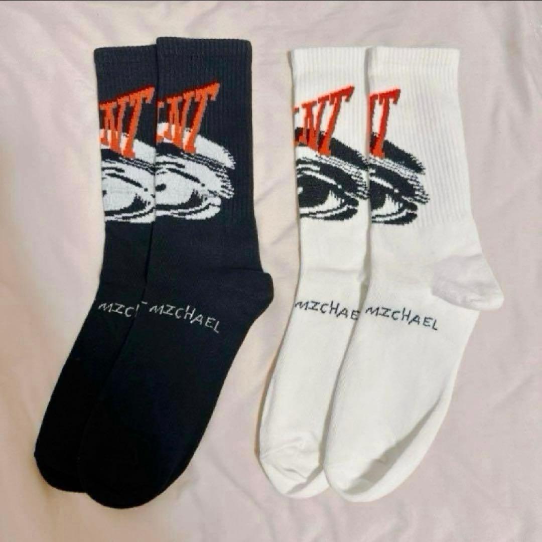 セントマイケルSAINT MICHAEL ソックス ホワイト/ブラック2点セット