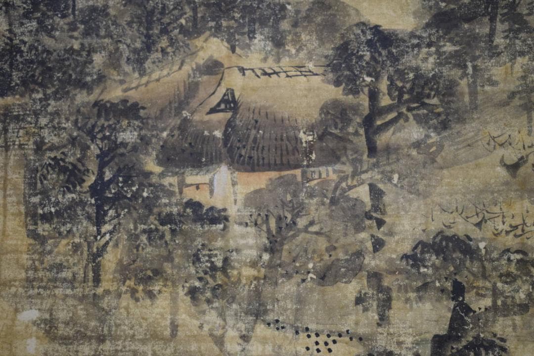 不詳/作者不詳/山水/山村図/風景/布袋屋掛軸HK-33 真作/白石勝敏/青緑山村図/布袋屋掛軸B-331 真作/白石勝敏/青緑山村図