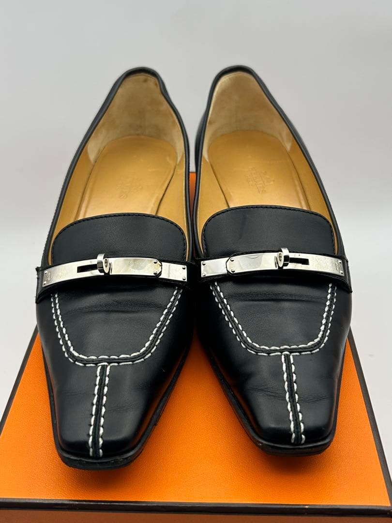 極美品 HERMES エルメス ケリーパンプス スクエアトゥ 23.5cm