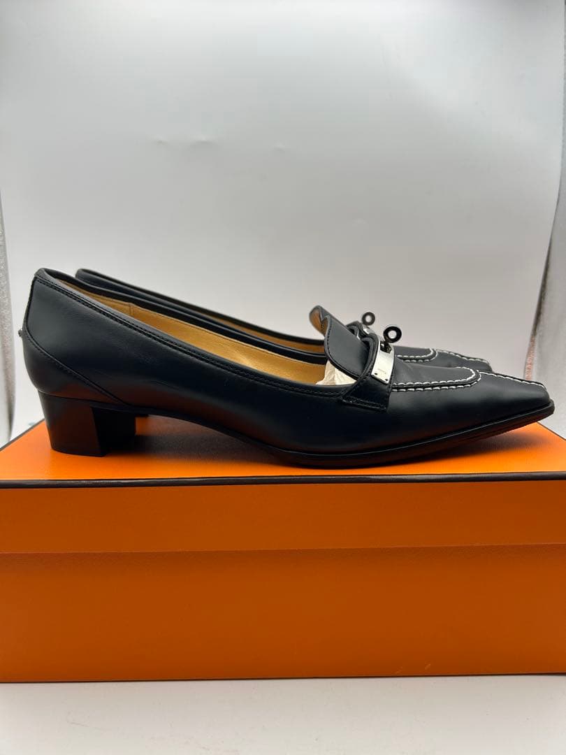 極美品 HERMES エルメス ケリーパンプス スクエアトゥ 23.5cm