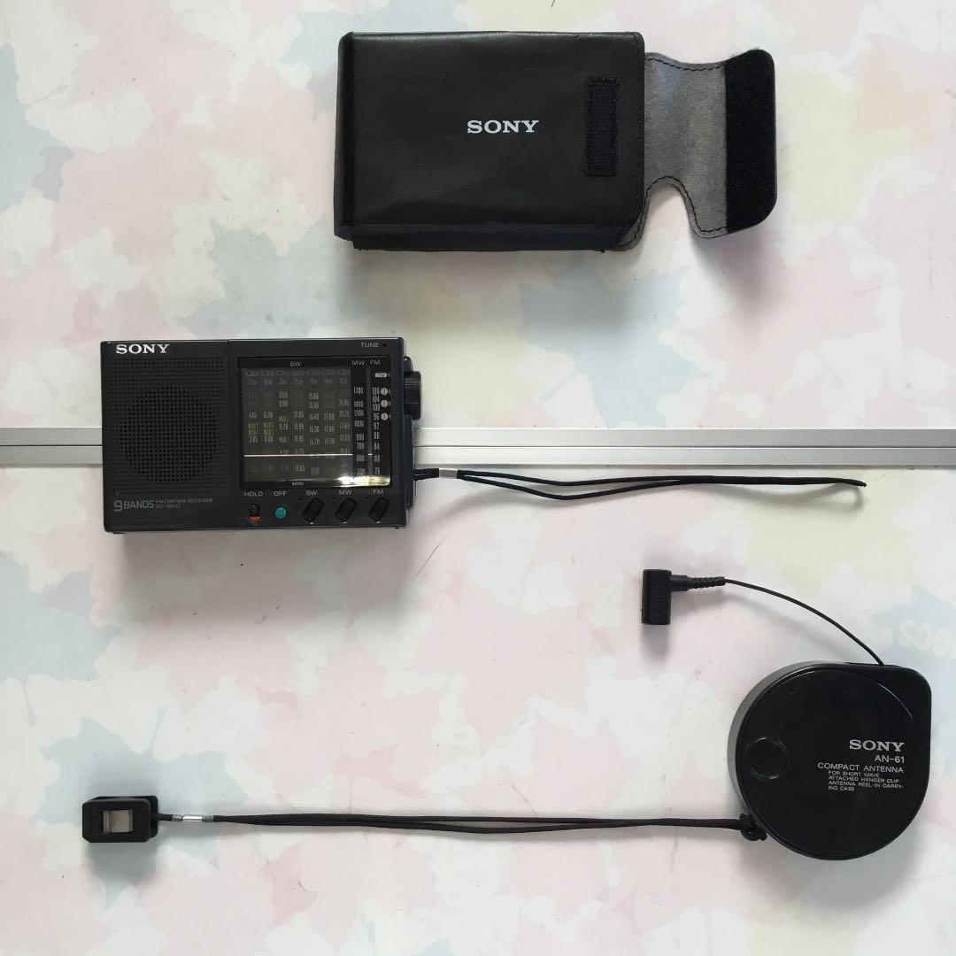 icf-sw22 短波 ラジオ 5㍍リール アンテナ 専用革調ケース ワイドfm