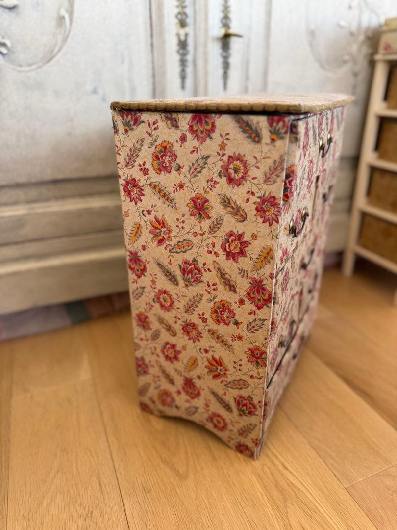 フランスアンティークカルトナージュドゥロワー花柄引き出し抽斗