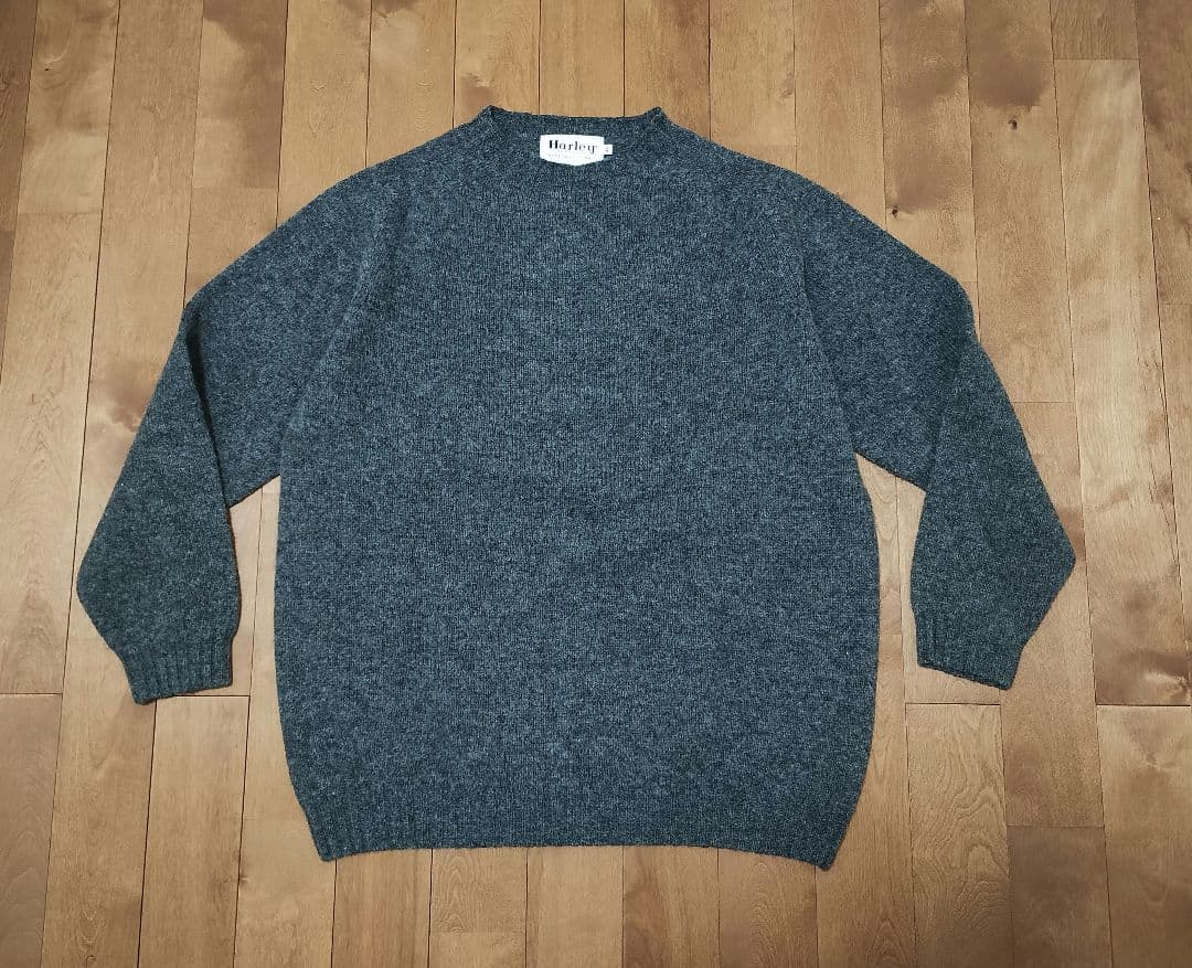 トップス Harley of Scotland Crewneck Sweater 44 Harley of Scotland Shetland Crewneck Sweater - Denim – Old House