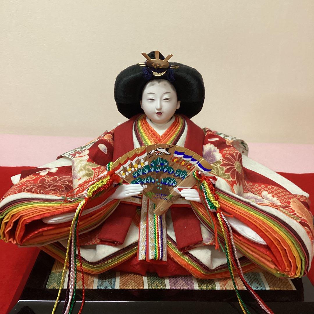 雛人形 親王 ぼんぼり 紅白梅 貝桶 中古品 親王台 毛せん付き - メルカリ
