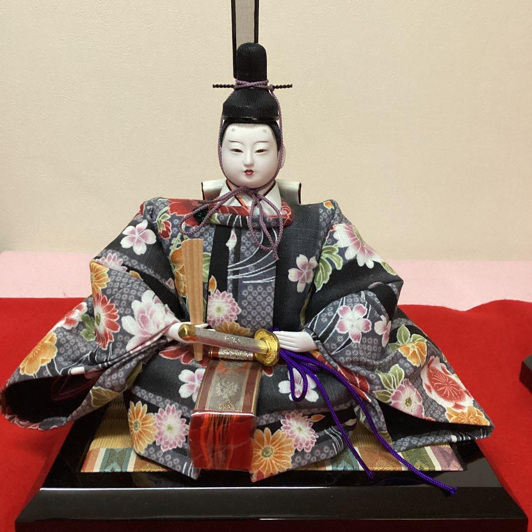 雛人形 親王 ぼんぼり 紅白梅 貝桶 中古品 親王台 毛せん付き - メルカリ