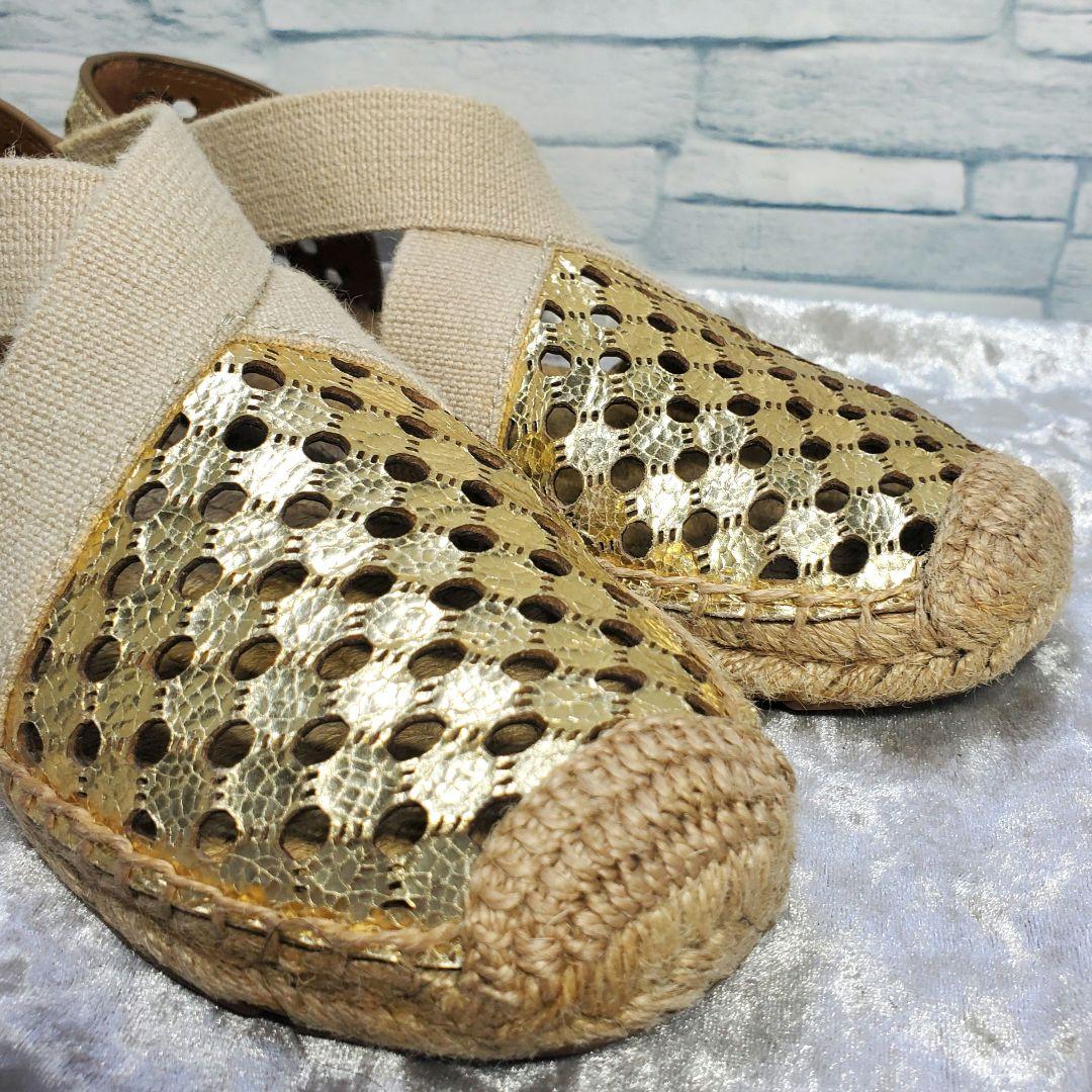 極美品】✨Tory Burch 23cm パンチングレザー ゴールド ロゴ 6