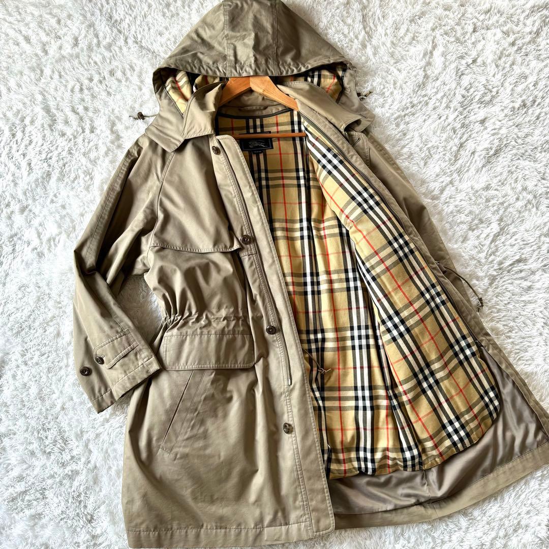 美品 バーバリー 3way ロングコート ジャケット カーキ ノバチェック M