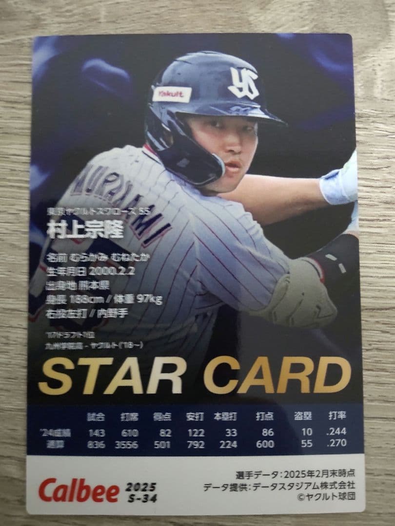 ヤクルトスワローズ 村上宗隆 プロ野球チップスカード 第2弾 - メルカリ