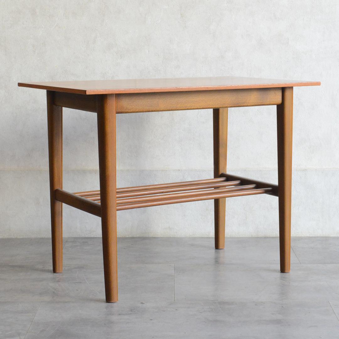 デンマーク 北欧ヴィンテージ チーク サイドテーブル ラダー棚付 北欧