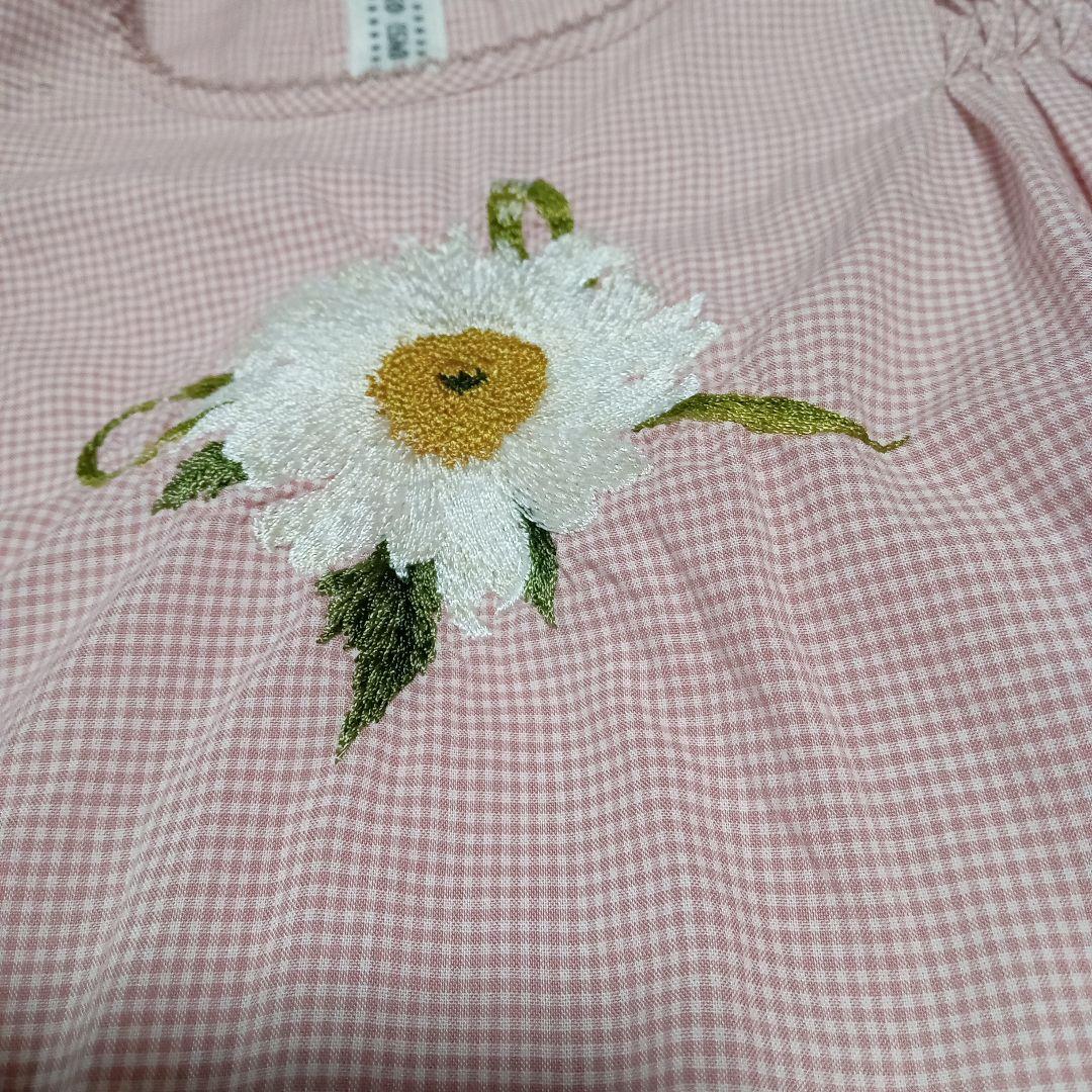 c*y様 カネコイサオ ブラウス マトンスリーブ ギンガムチェック 花柄刺繍