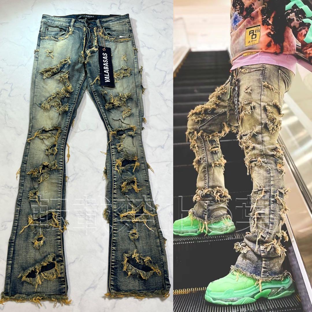 バラバサス valabasas ハードクラッシュスキニーフレアデニム 新品30