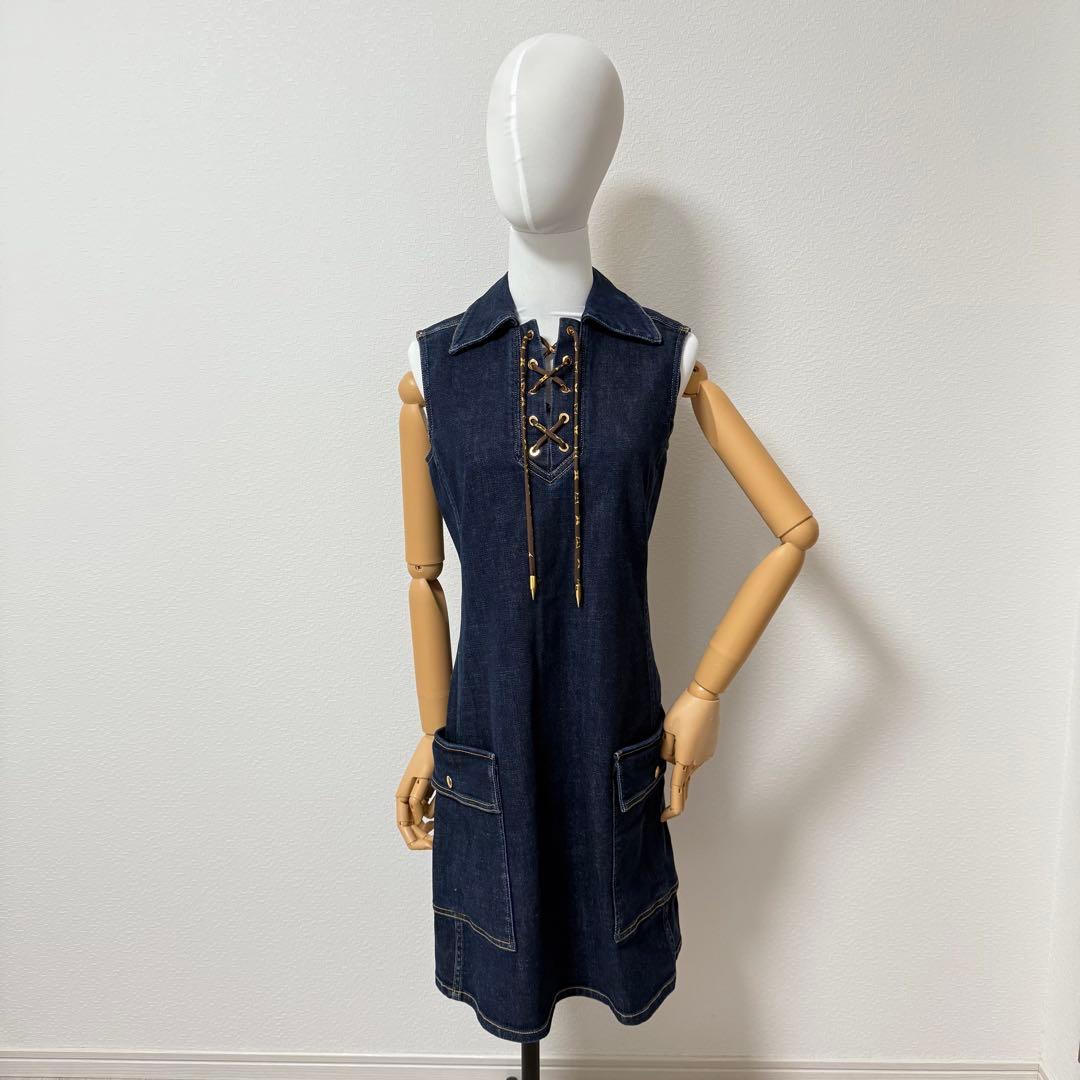 LOUIS VUITTON ルイヴィトン デニムワンピース ノースリーブ LV - メルカリ