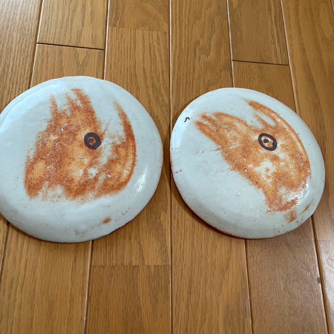 仙山窯 安藤日出武 作 絵志野 平皿 幅約20cm 丸皿約