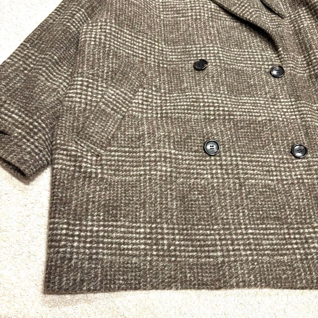 スピックアンドスパン Wスライバーチェックハーフコート ブラウン 38