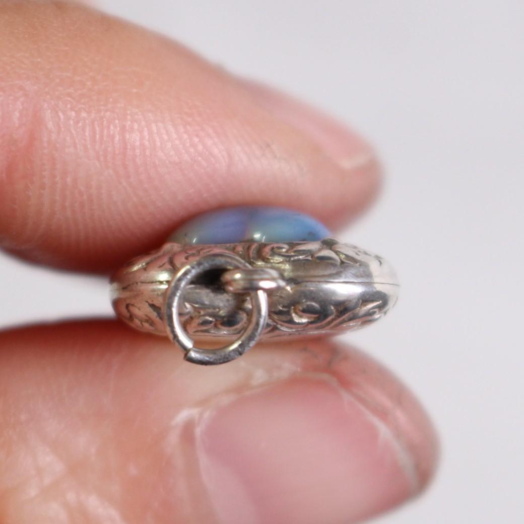 40s スウィートハートジュエリー WW2 シルバー オパール 両面 石 波