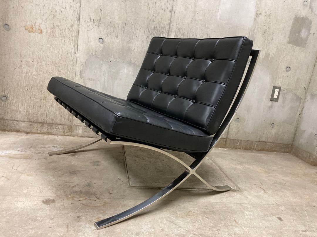 定価140万名作 良品 正規Knoll 黒 バルセロナ チェア オットマン