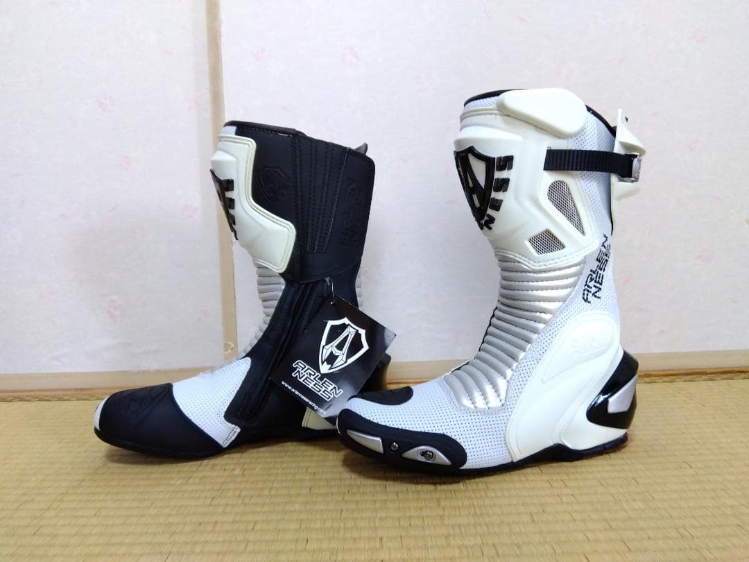 ARLEN NESS レーシングブーツ ホワイト/ブラック サイズ43 Arlen Ness アレンネス Pro Shift Boots ライディングブーツ