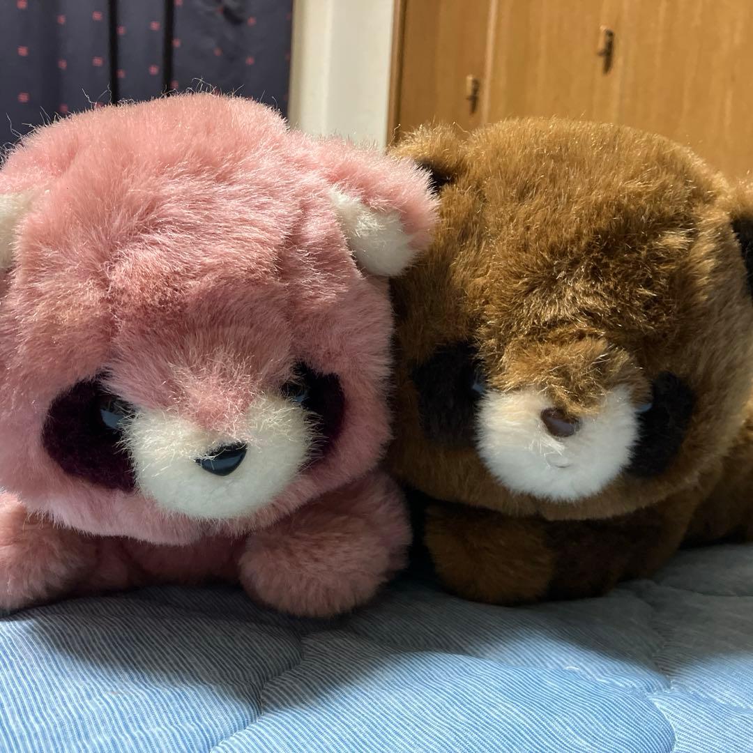 ぬいぐるみの三英 昭和レトロ 茶、ピンクのたぬきのぬいぐるみ - メルカリ