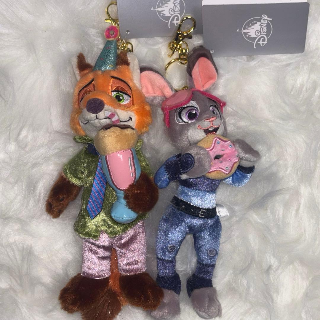 お顔厳選】ニック ジュディ 10周年 ぬいぐるみキーホルダー ズートピア