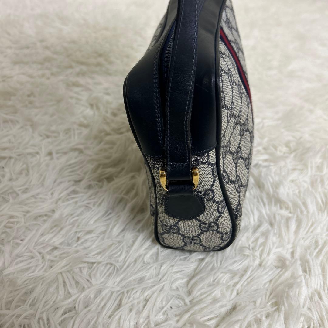 極美品 グッチ PVC ショルダーバッグ シェリーライン GG柄 ファスナー