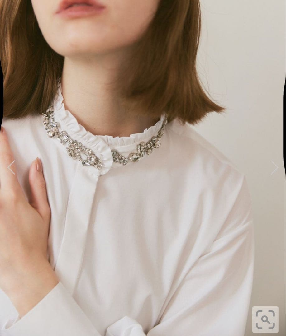 クリスマスセール【LOULOU】ビジュースタンドフリルシャツ#ニットと相性◎ クリスマスセール【LOULOU】ビジュースタンドフリルシャツ#ニットと