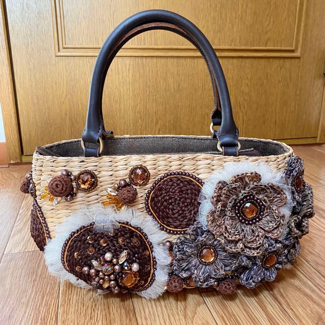 ミクサージュ mixage by jill お花 かごバッグ ビジュー - メルカリ